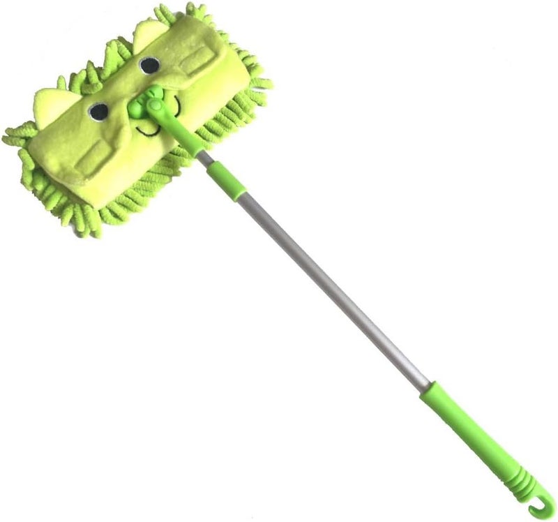 Xifando Mini Microfiber Chenille Cartoon Flat Dust Mop for Children,Detachable,360 Degree Rotation, Extension-Type (Green) - Image 1